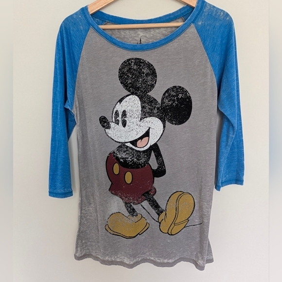 Mickey Mouse Raglan Baseball TShirt Ladies Size Large Disney World Lightweight - Picture 1 of 7